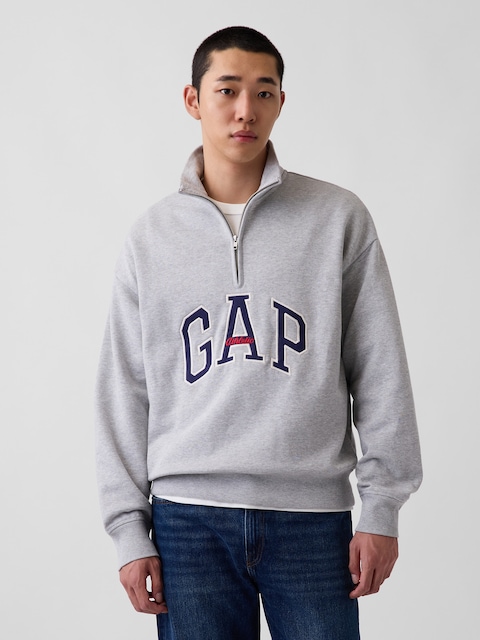 Heavyweight Oversized Logo Half-Zip Pullover