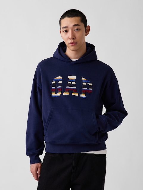 VintageSoft Oversized Happy Stripe Logo Hoodie