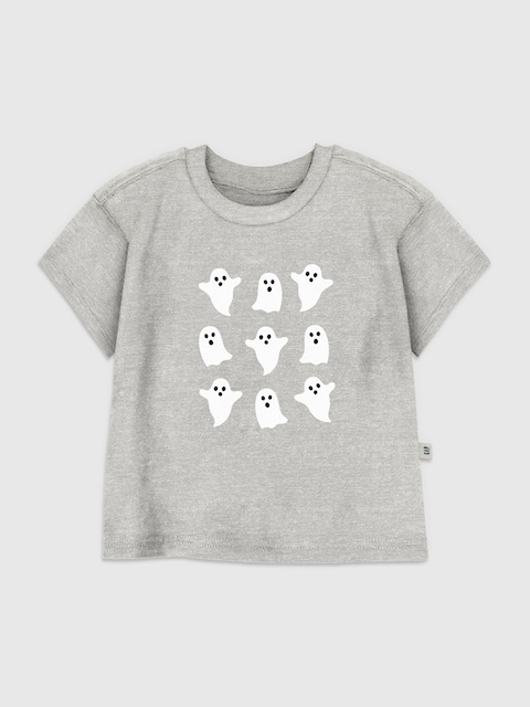 Toddler Cute Ghost Grid Graphic T-Shirt