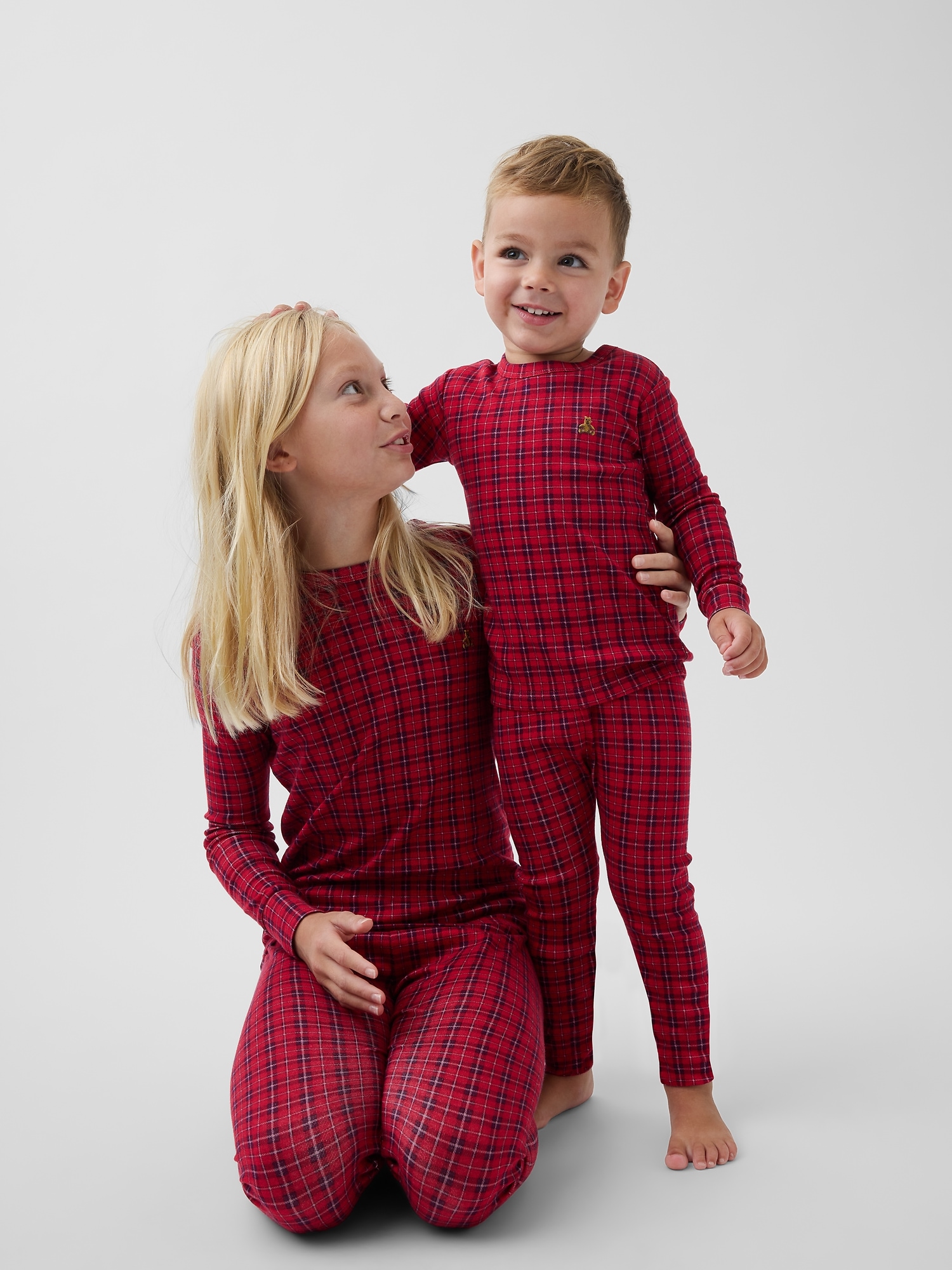 Kids & Baby Organic Brushed Cotton Plaid PJ Set