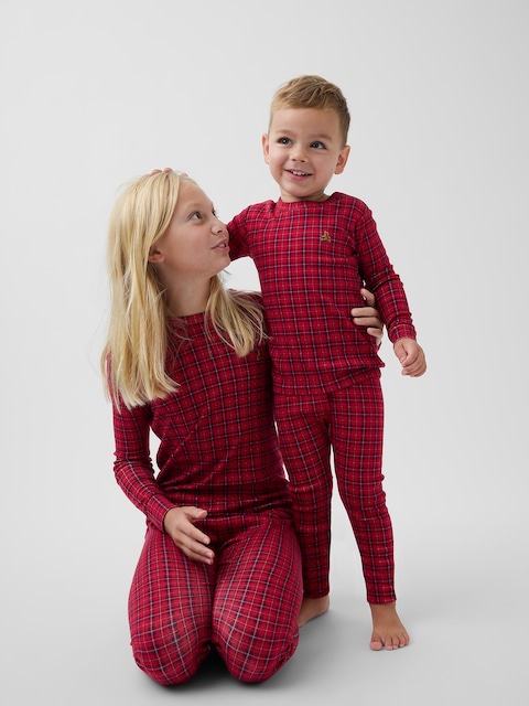 Kids & Baby Organic Brushed Cotton Plaid PJ Set