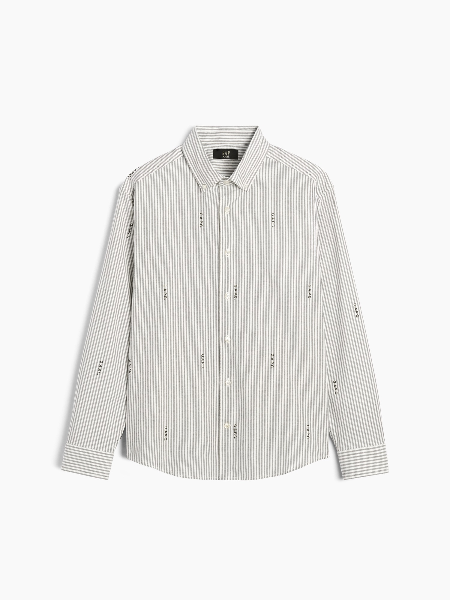 Женская рубашка Gap × A.P.C. Relaxed Logo Oxford, цвет: Полосатый коричневый — фото 7