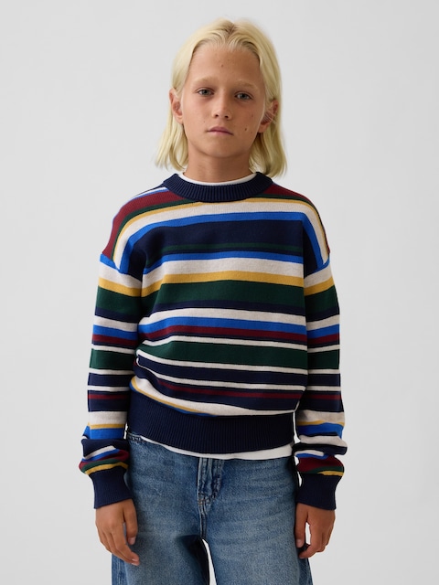 Kids 100% Cotton Relaxed Crew Sweater