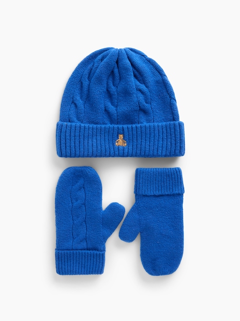 Baby & Toddler CashSoft Cable-Knit Beanie & Mittens Set
