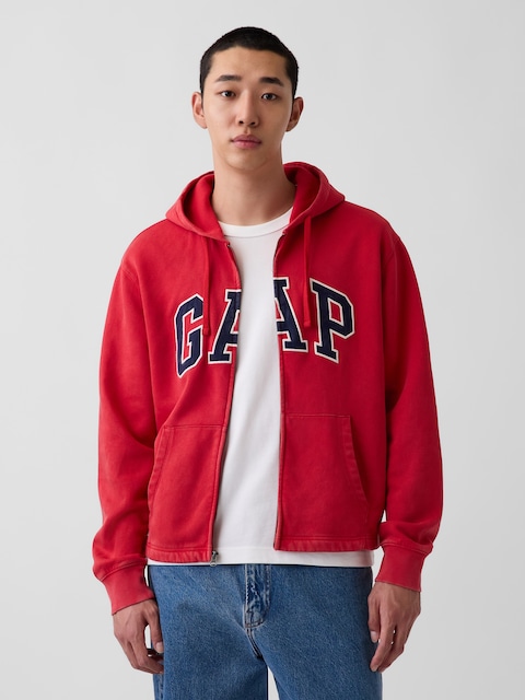 VintageSoft Relaxed Zip Logo Hoodie