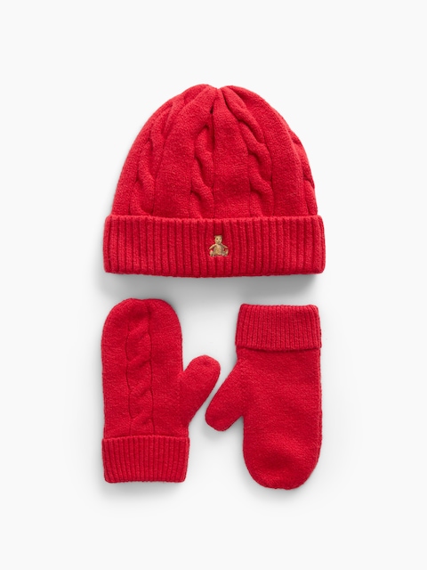 Baby & Toddler CashSoft Cable-Knit Beanie & Mittens Set