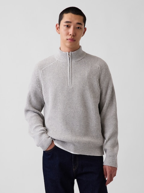 CashSoft Rib Quarter-Zip Sweater
