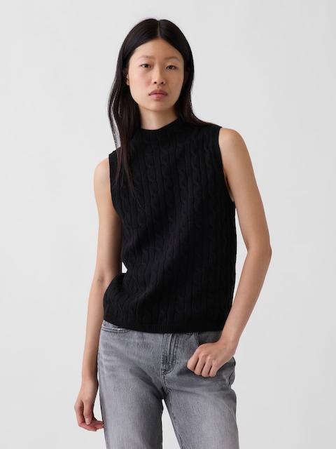 CashSoft Cable-Knit Sweater Vest