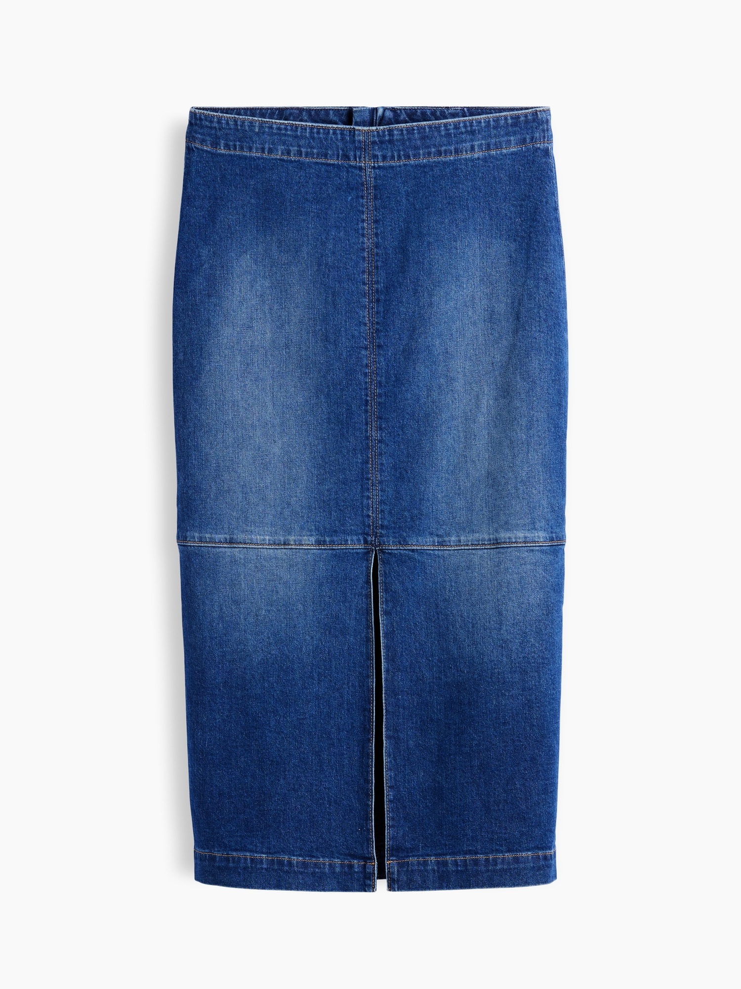 Женская юбка Gap Denim Seamed Midi Pencil, цвет: Средняя варка — фото 4