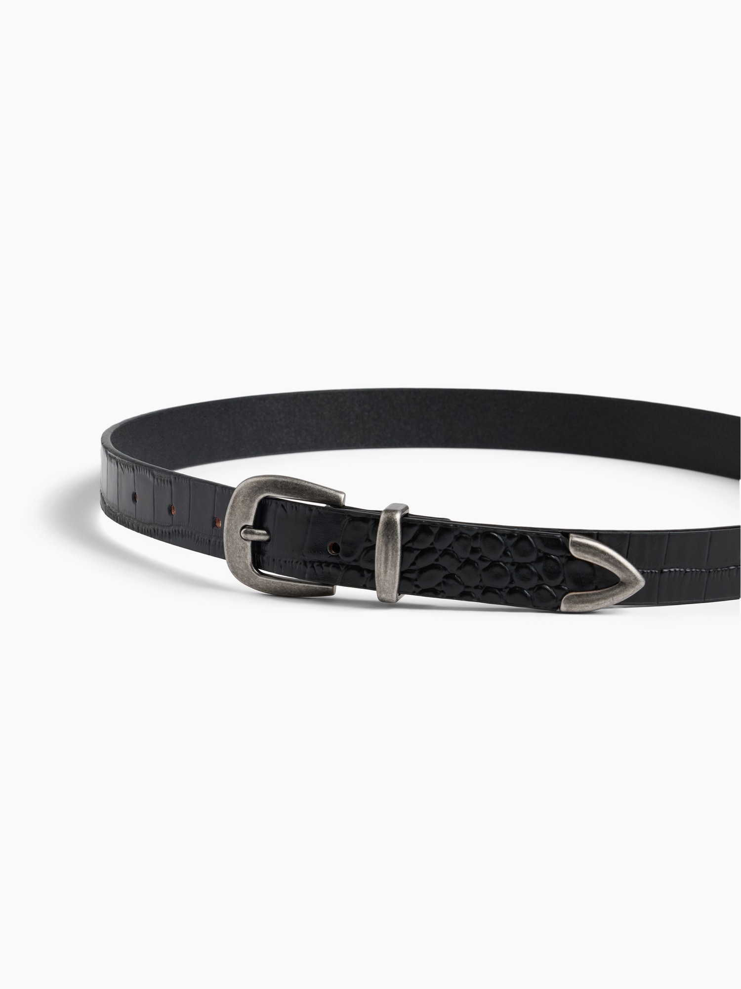 Женский ремень Gap Crocodile Leather Belt, цвет: Чёрный — фото 3