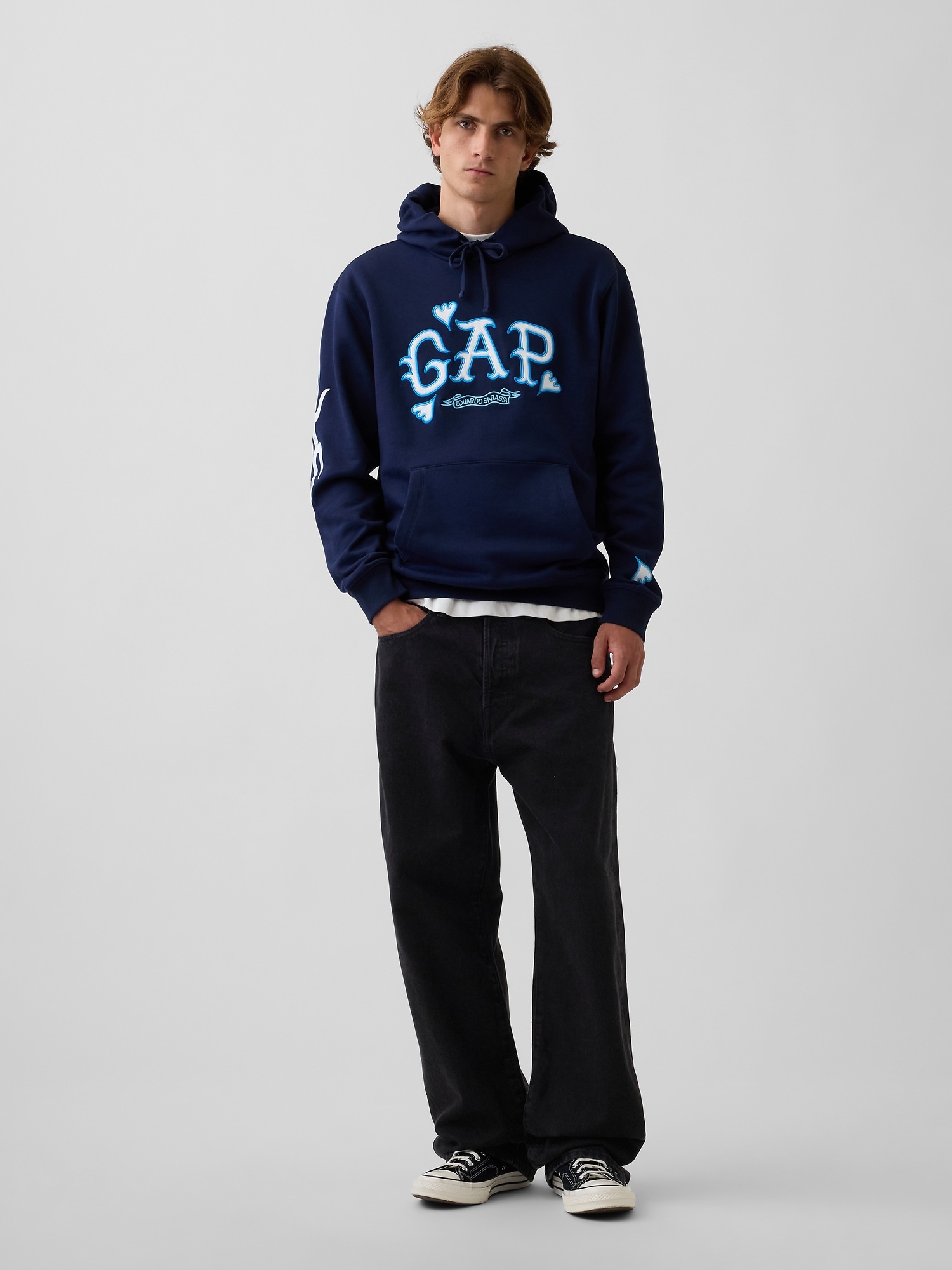 Мужское худи Gap Adult Heavyweight Logo by Eduardo Sarabia, цвет: Синий — фото 2