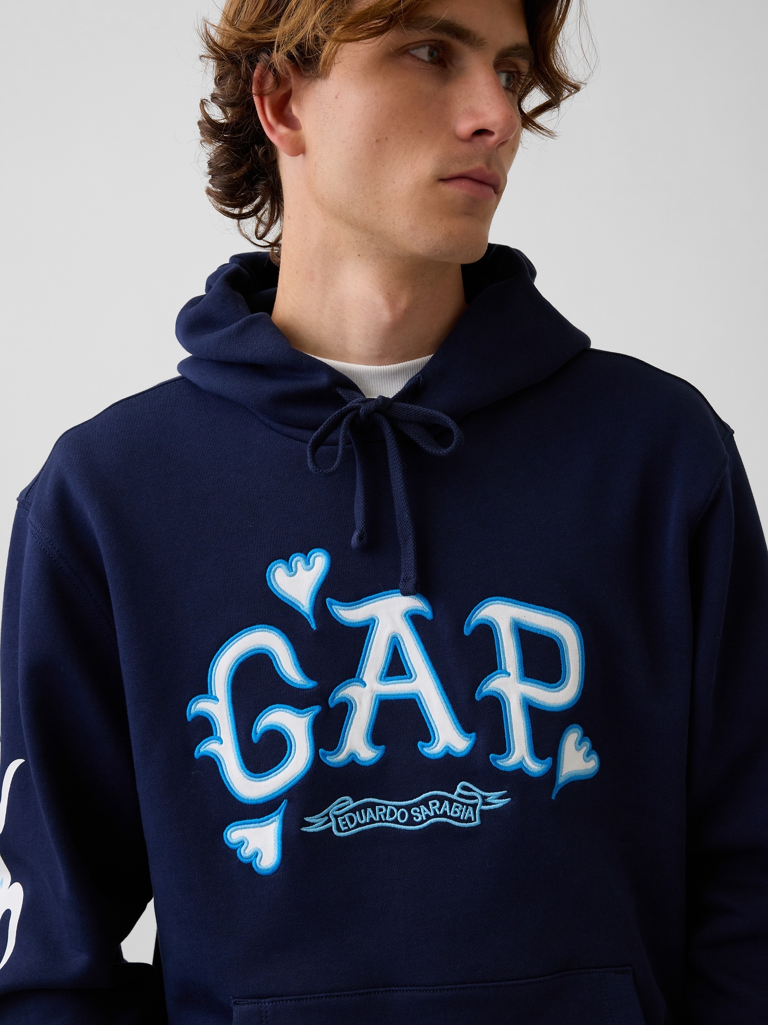 Мужское худи Gap Adult Heavyweight Logo by Eduardo Sarabia, цвет: Синий — фото 4