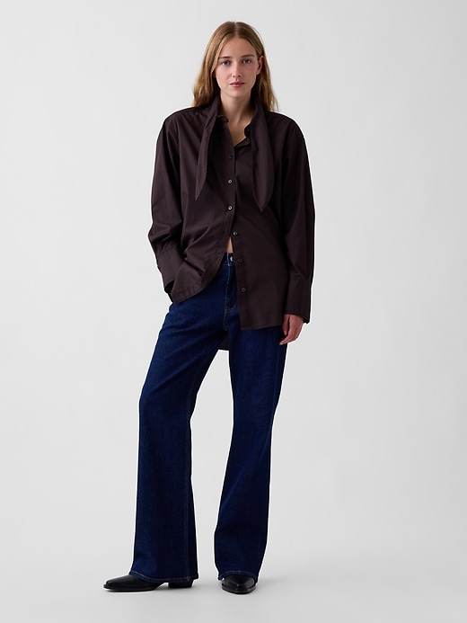 Organic Cotton Poplin Tie-Neck Big Shirt | Gap