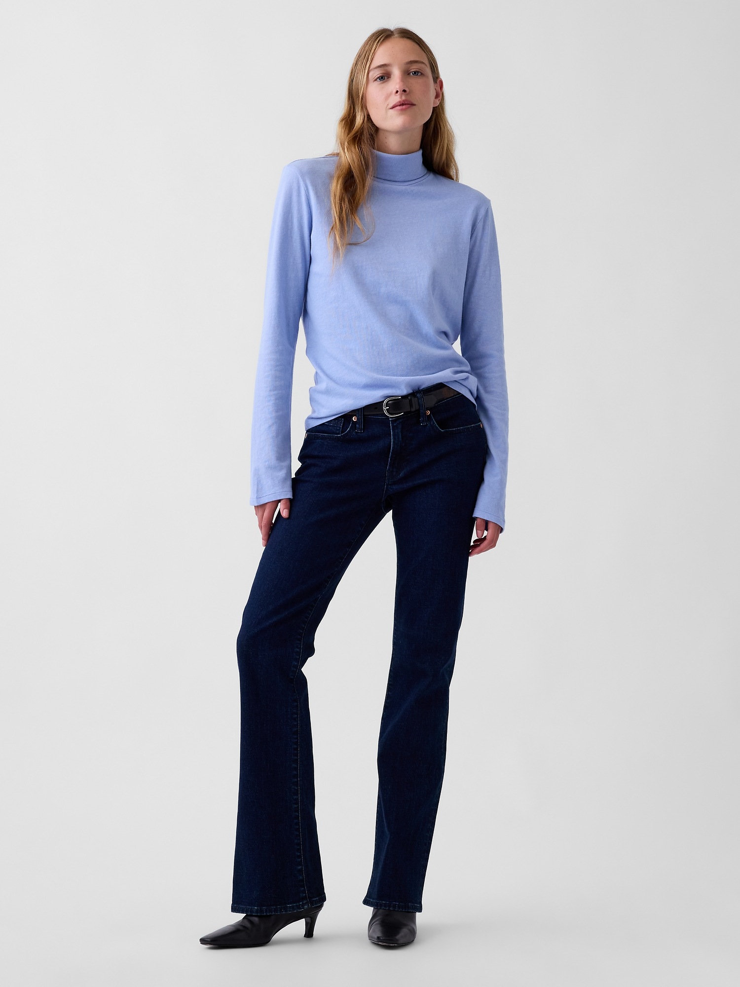 Женская футболка Gap 100% Cotton Authentic Turtleneck, цвет: Синий — фото 2