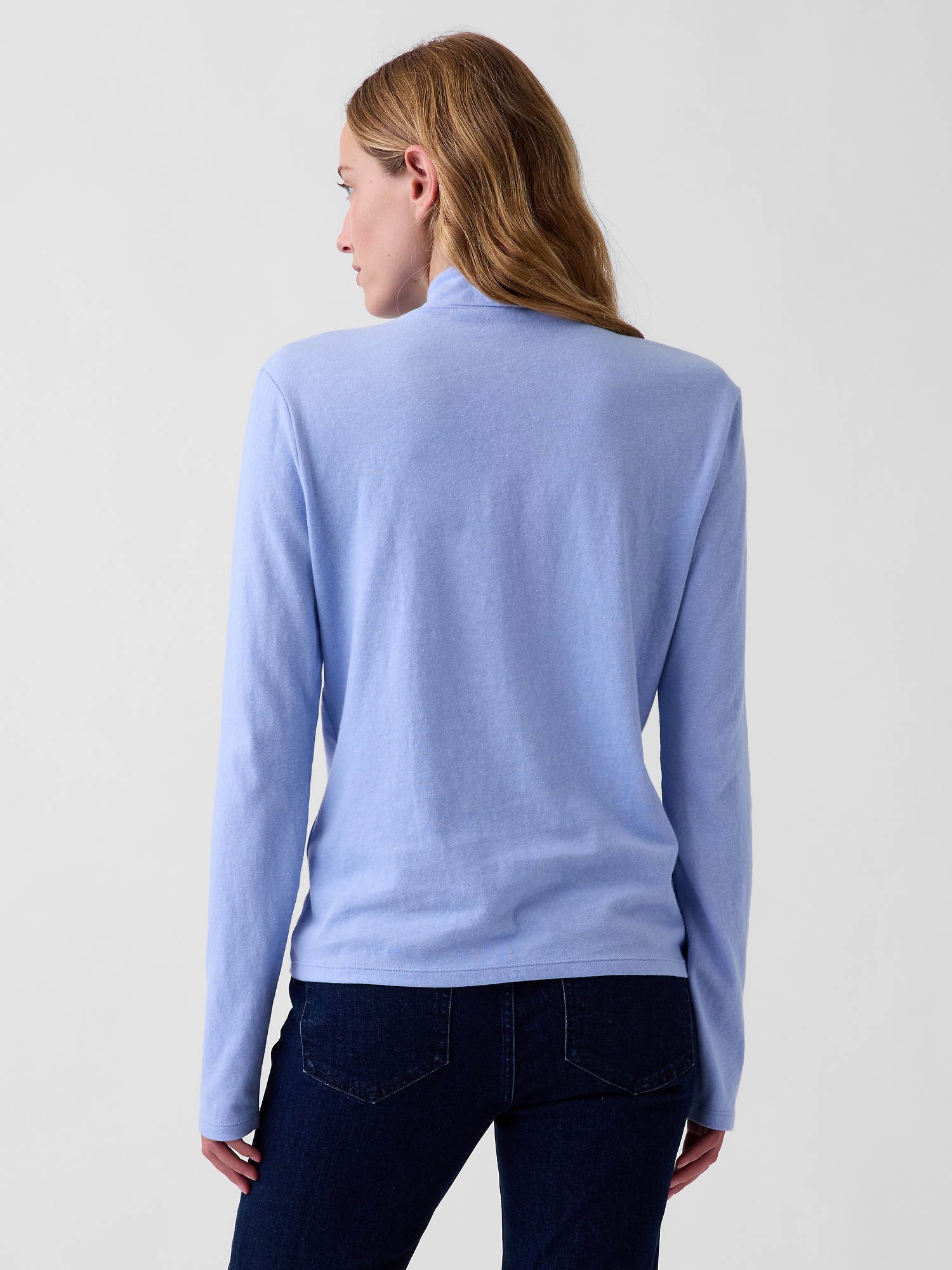Женская футболка Gap 100% Cotton Authentic Turtleneck, цвет: Синий — фото 3