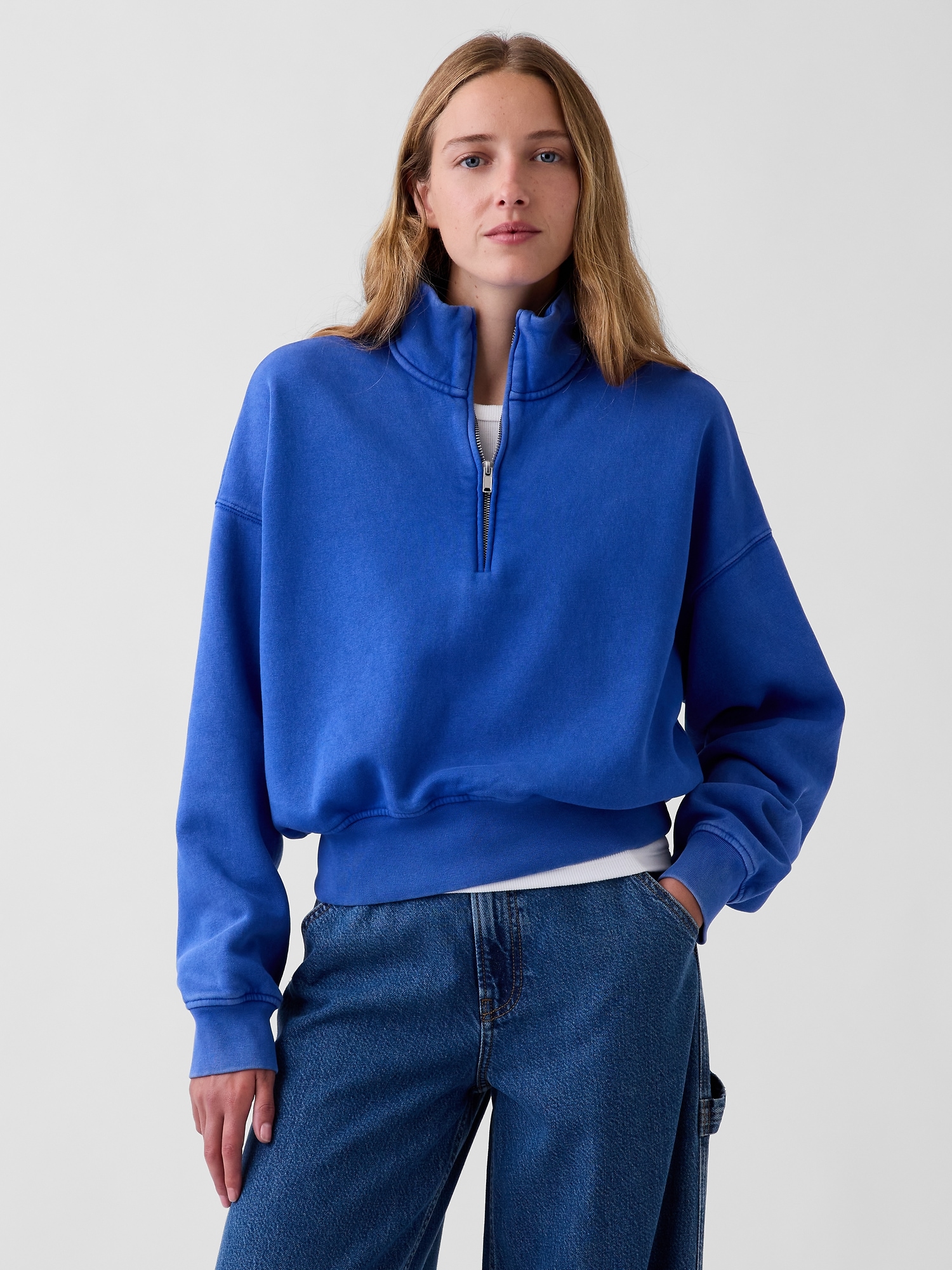 VintageSoft Oversized Half-Zip Wedge Pullover