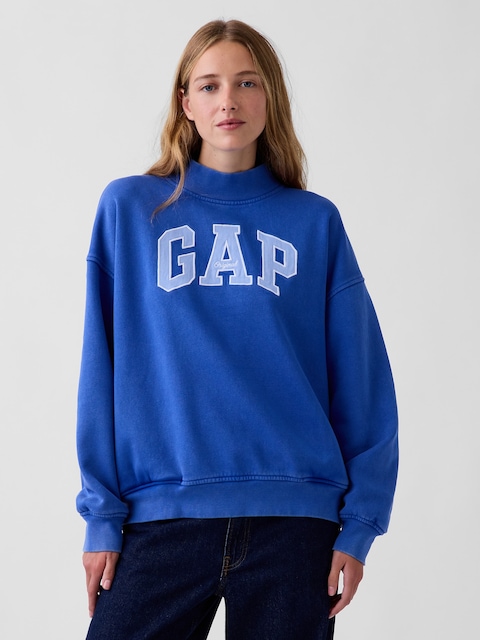 VintageSoft Oversized Mockneck Logo Sweatshirt