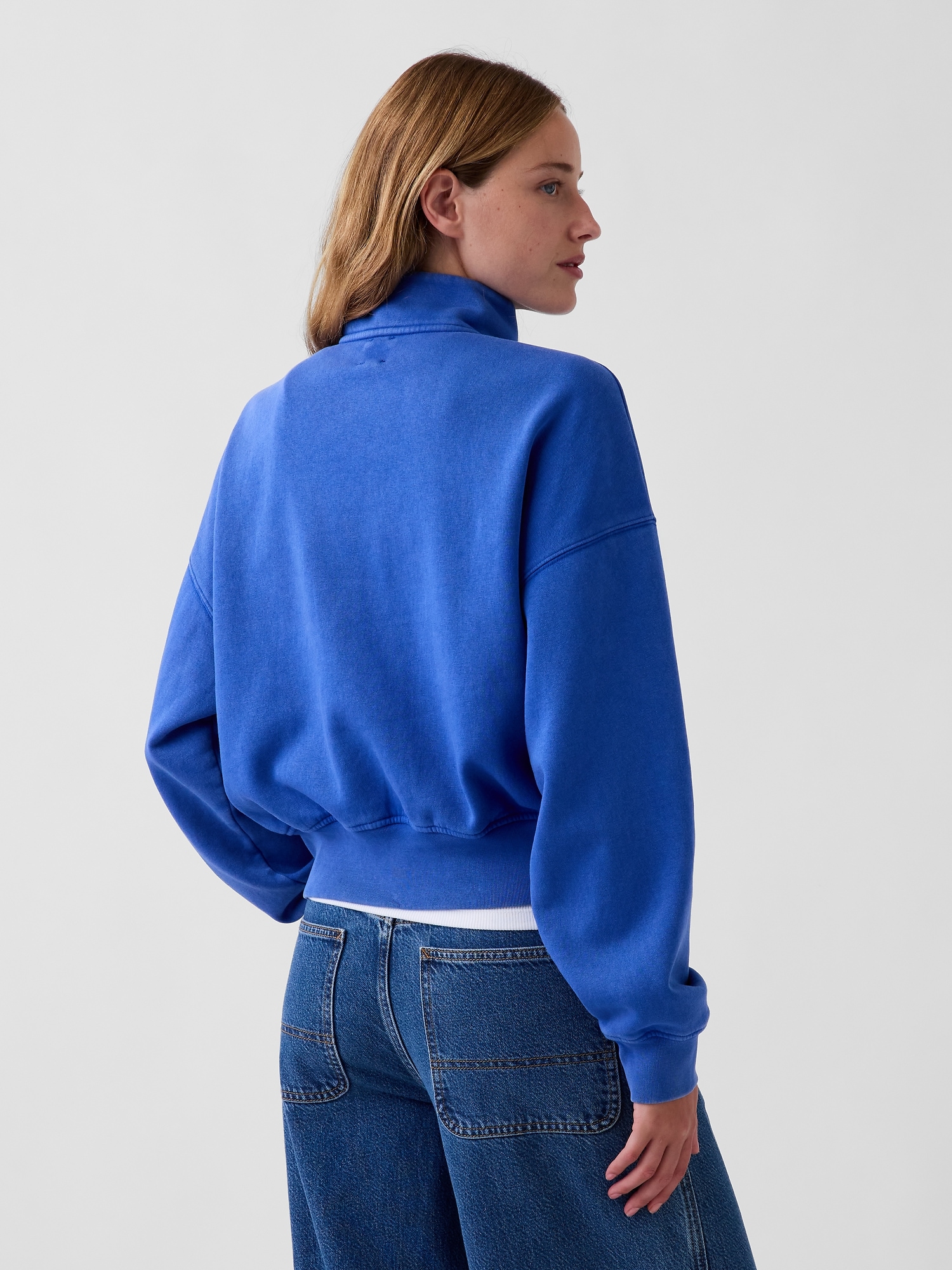 Женский свитер Gap VintageSoft Oversized Half-Zip Wedge Pullover, цвет: Тёмно-синий — фото 3
