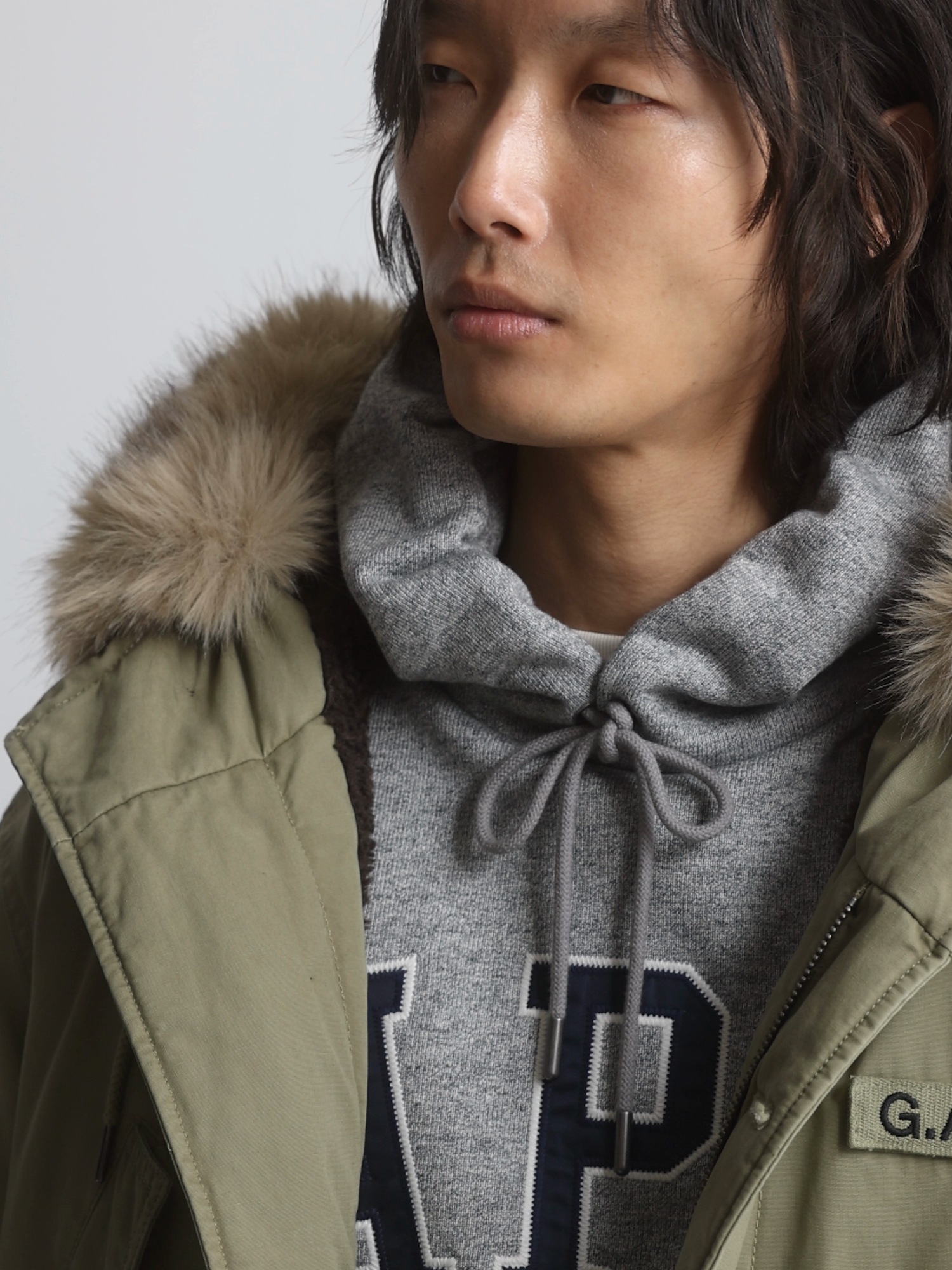 Женская куртка Gap × A.P.C. Oversized Sherpa-Lined Utility, цвет: Оливковый — фото 7