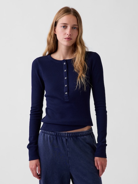 Waffle Henley PJ Top