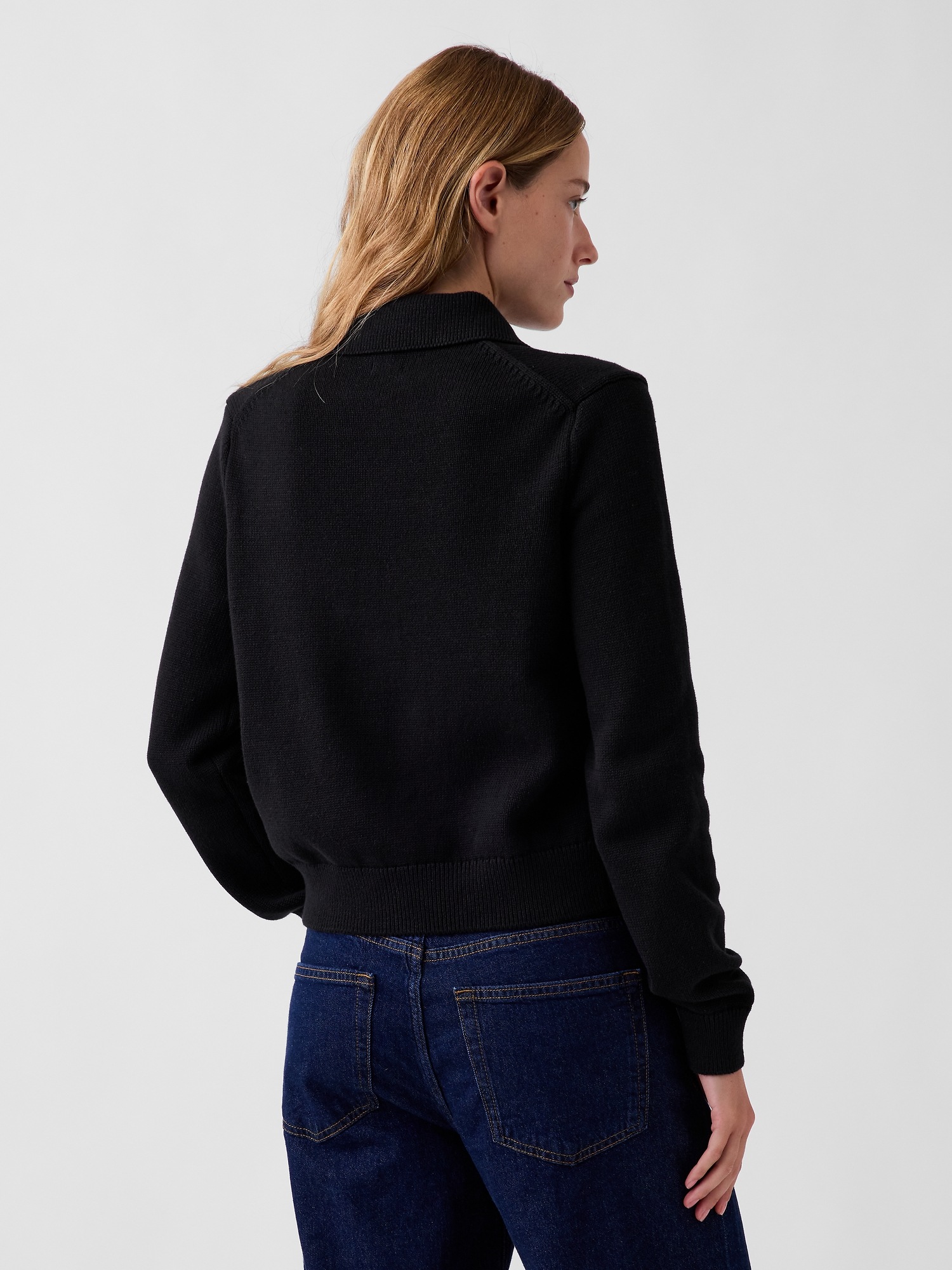 Женский кардиган Gap 100% Cotton Polo Cardigan, цвет: Чёрный — фото 3