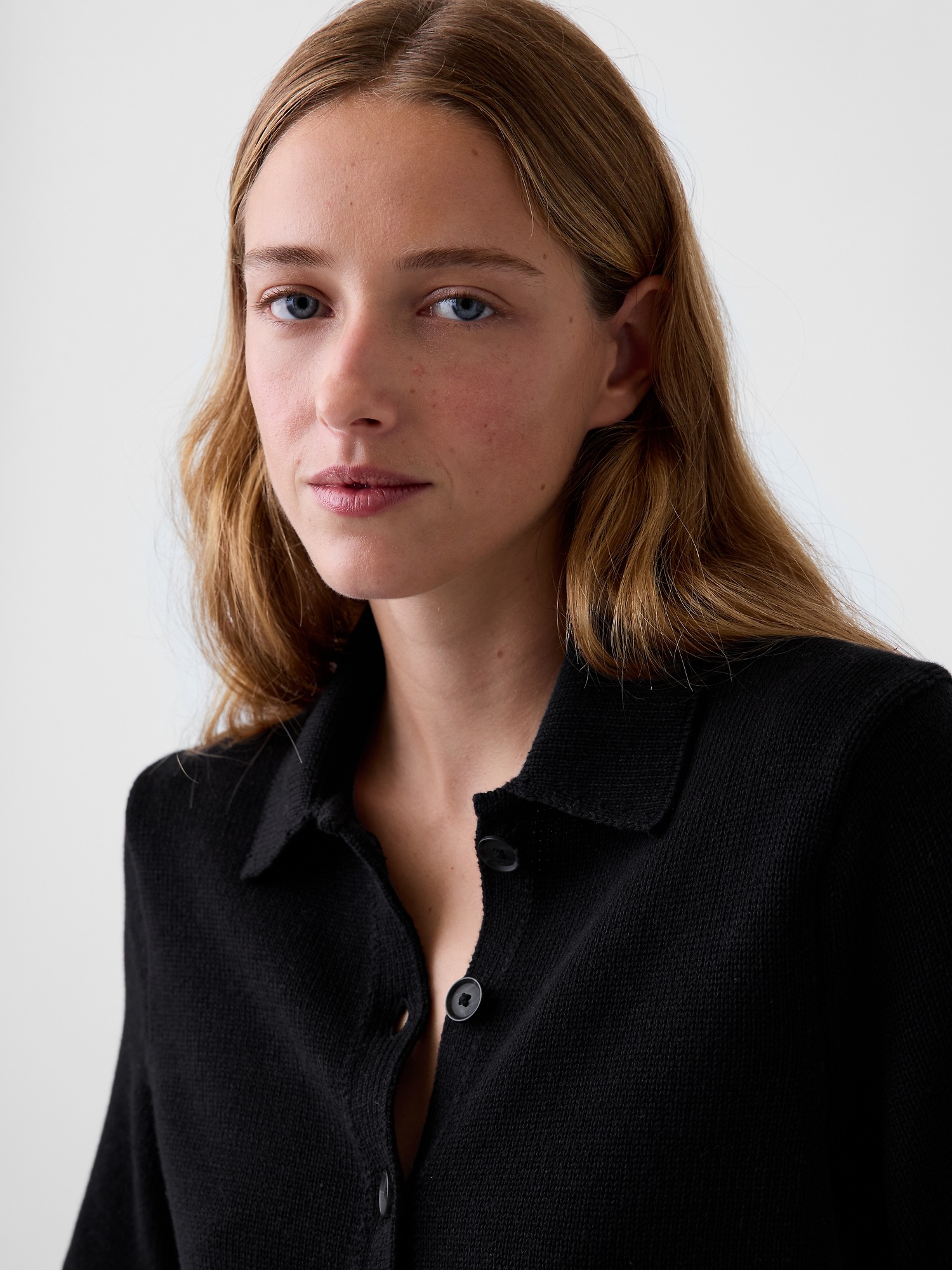 Женский кардиган Gap 100% Cotton Polo Cardigan, цвет: Чёрный — фото 4