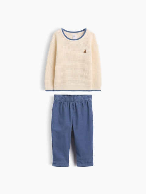 Baby Sweater & Corduroy Pants Outfit Set