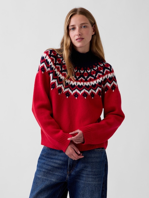 CashSoft Fair Isle Mockneck Sweater