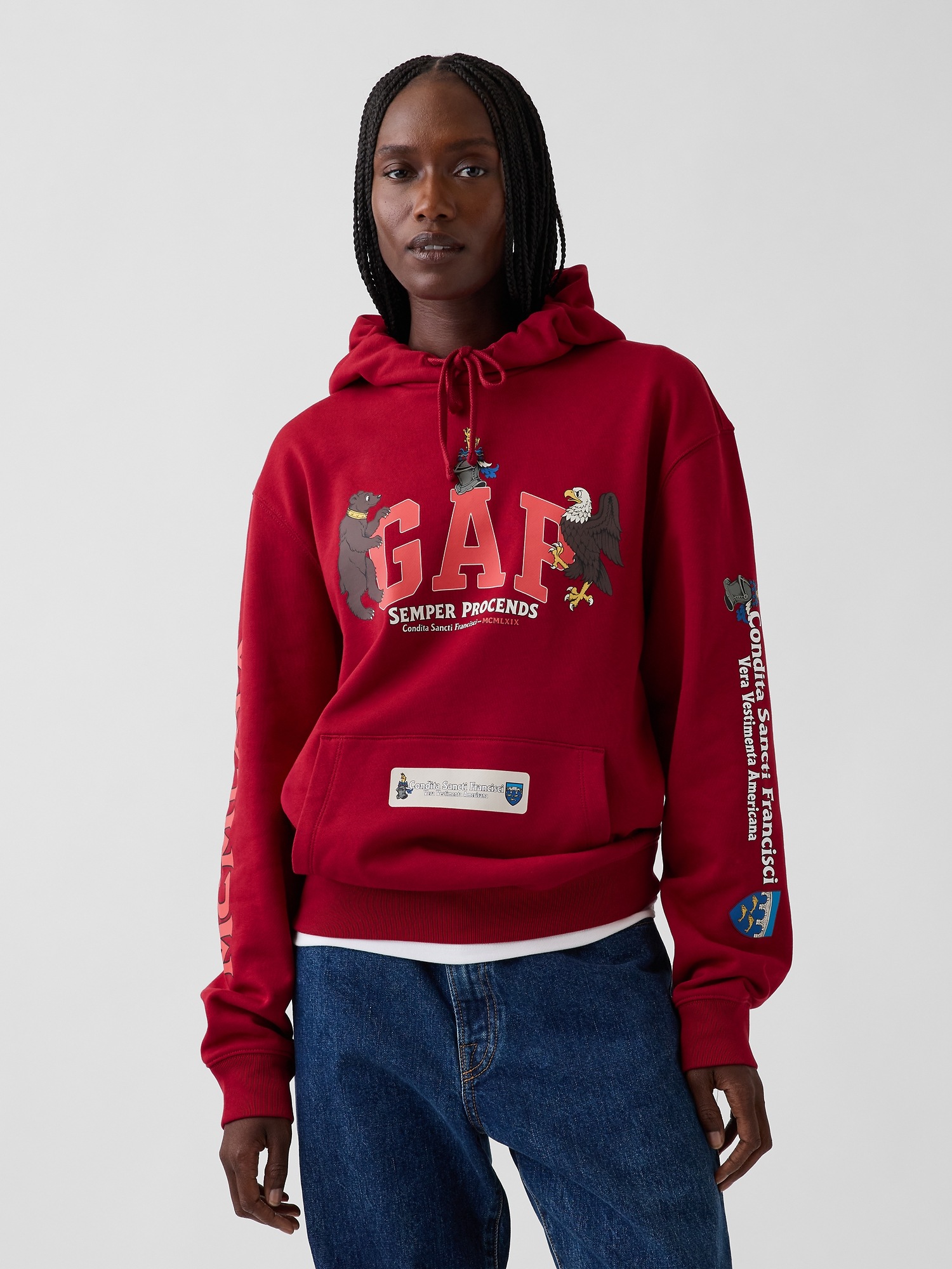 Мужское худи Gap Adult Heavyweight Logo by Edward Crutchley, цвет: Красный — фото 5