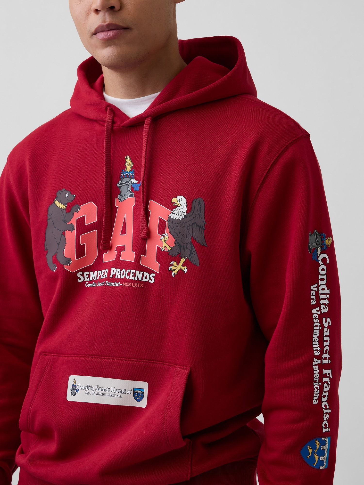 Мужское худи Gap Adult Heavyweight Logo by Edward Crutchley, цвет: Красный — фото 4