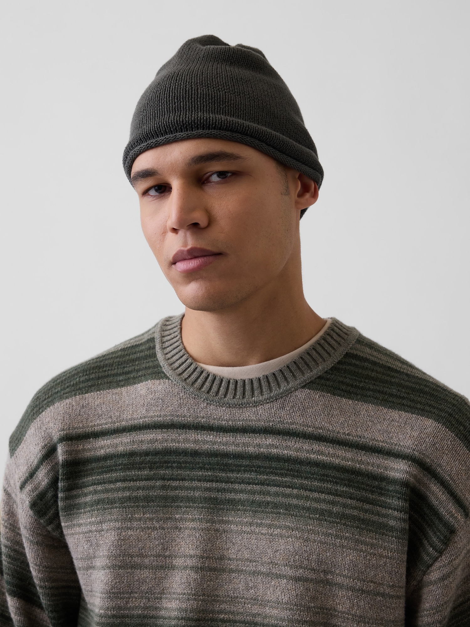 Мужская шапка Gap 100% Cotton Beanie, цвет: Зелёный — фото 2