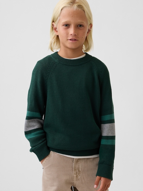 Kids 100% Cotton Relaxed Crew Sweater
