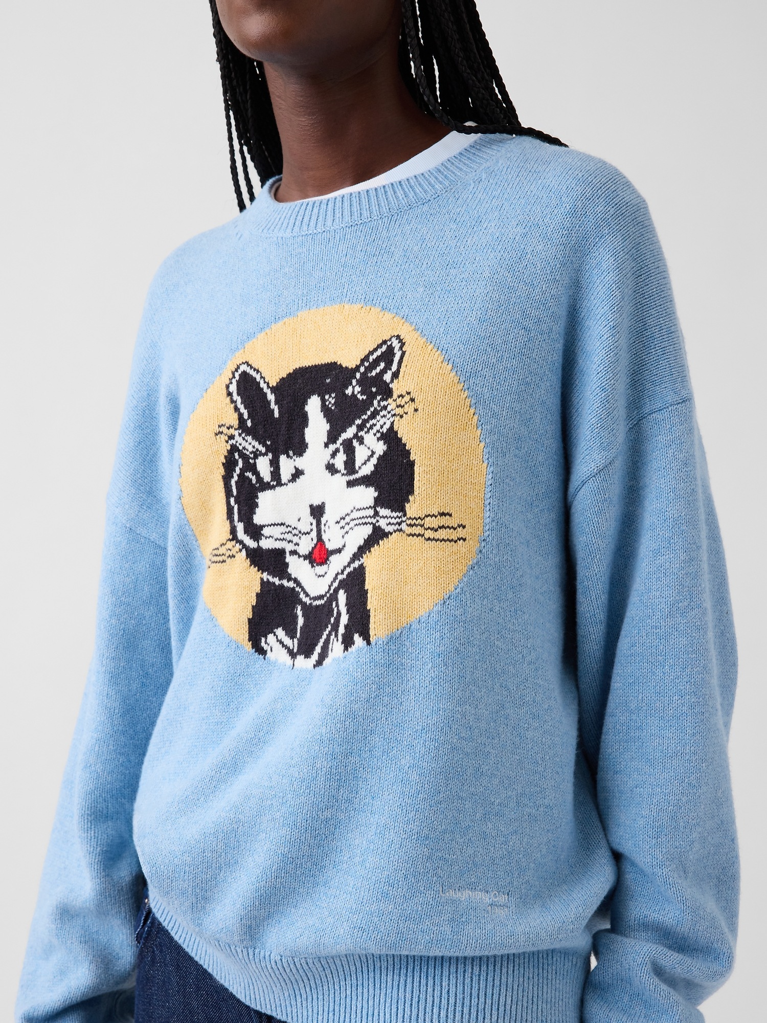Женский свитер Gap | Lichtenstein | Whitney | Laughing Cat, цвет: Синий меланжевый — фото 4