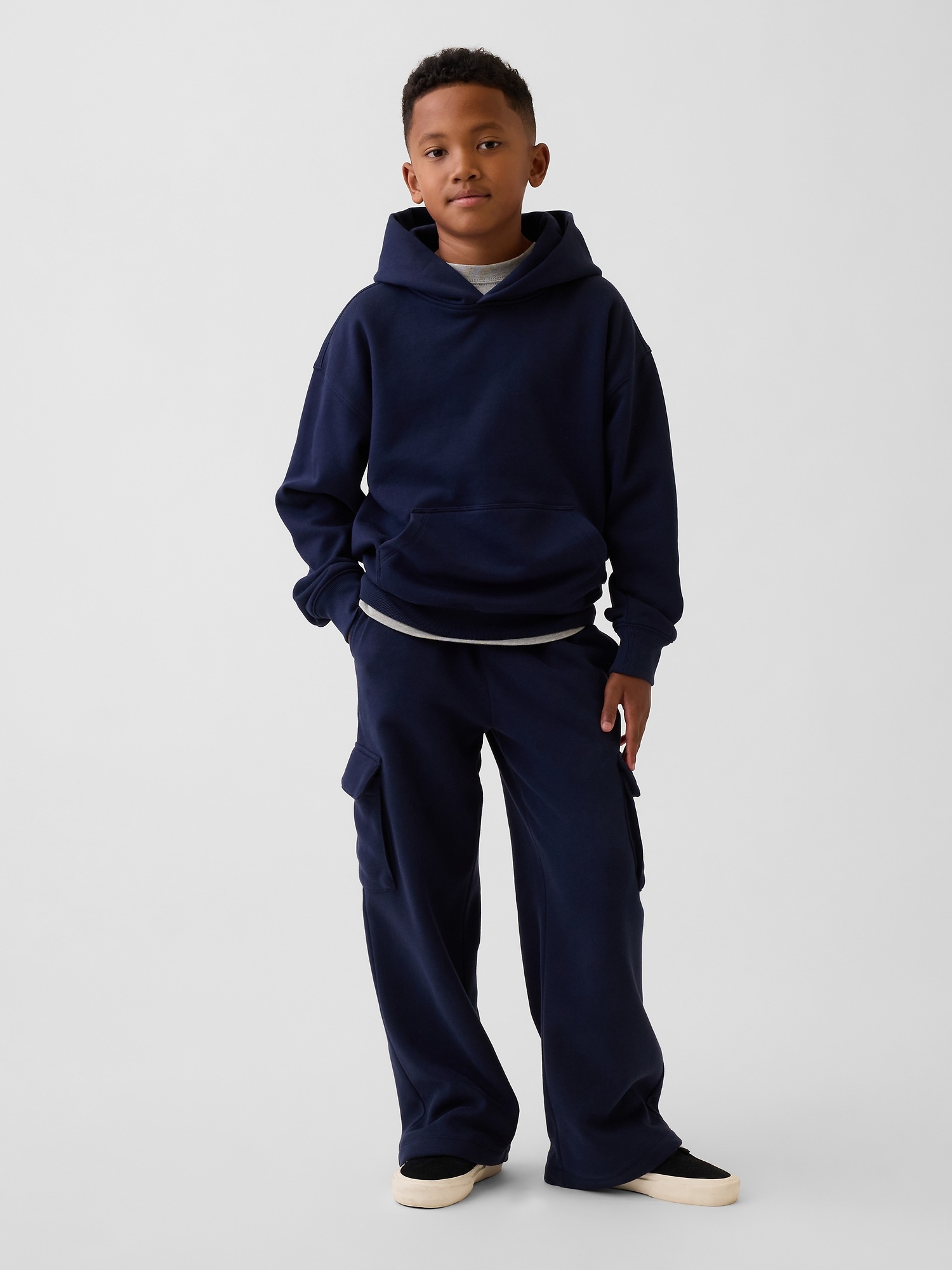 Детское худи Gap Heavyweight Relaxed, цвет: Синий — фото 5