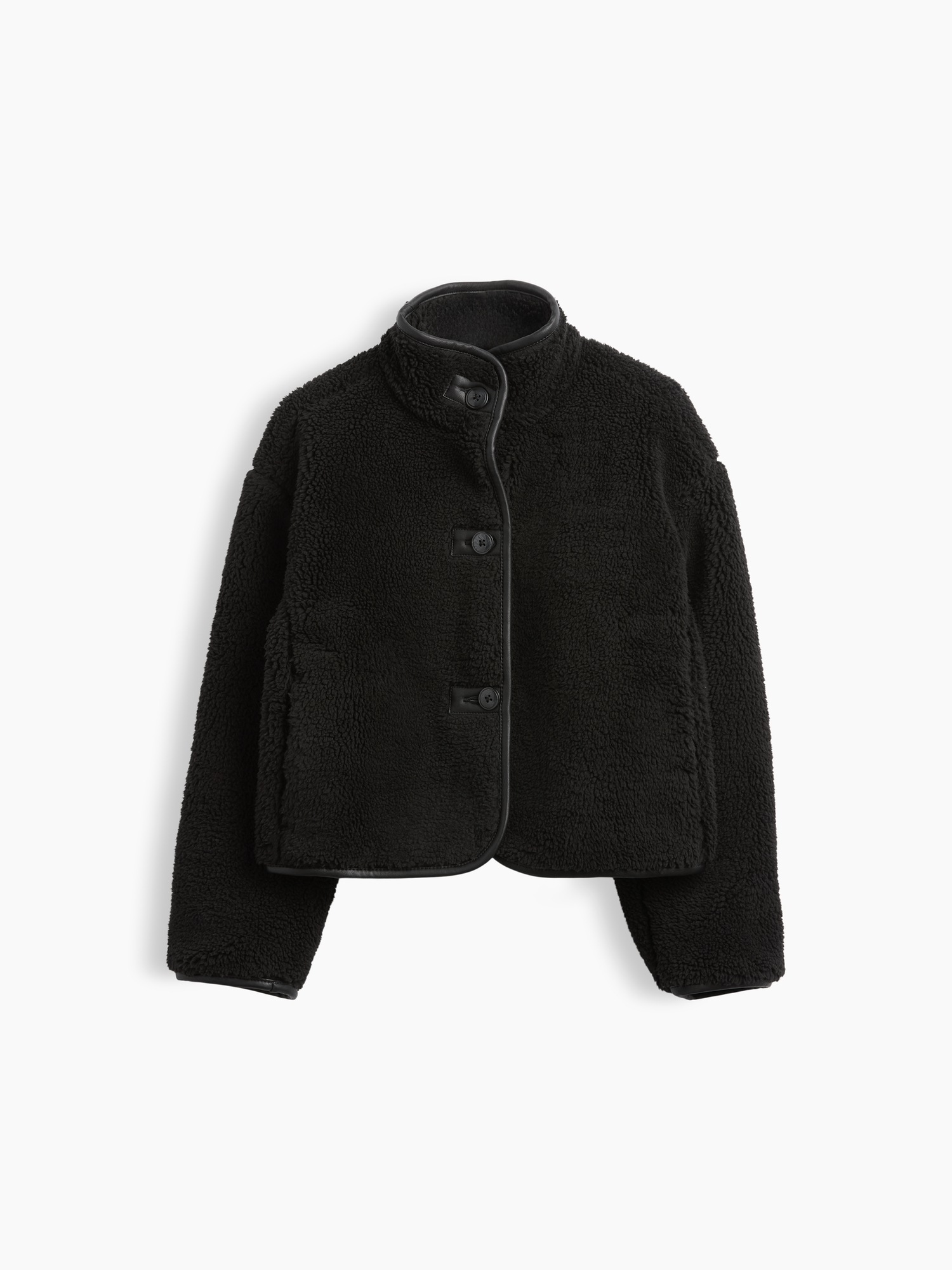 Детская укороченная куртка Gap из шерпы свободного кроя, цвет: Чёрный — фото 2
