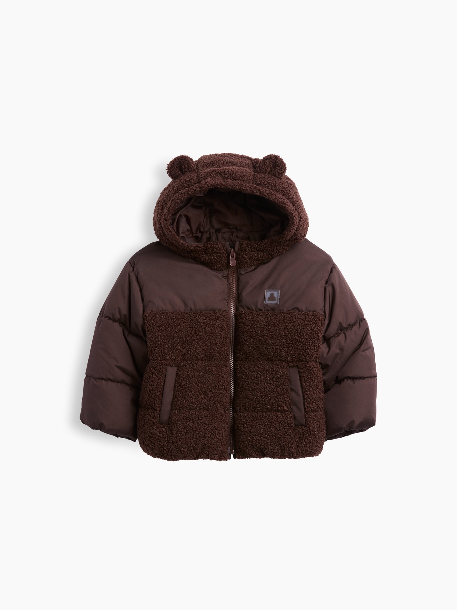 Куртка Gap Recycled Sherpa Bear Puffer Jacket для малышей, цвет: Коричневый — фото 2