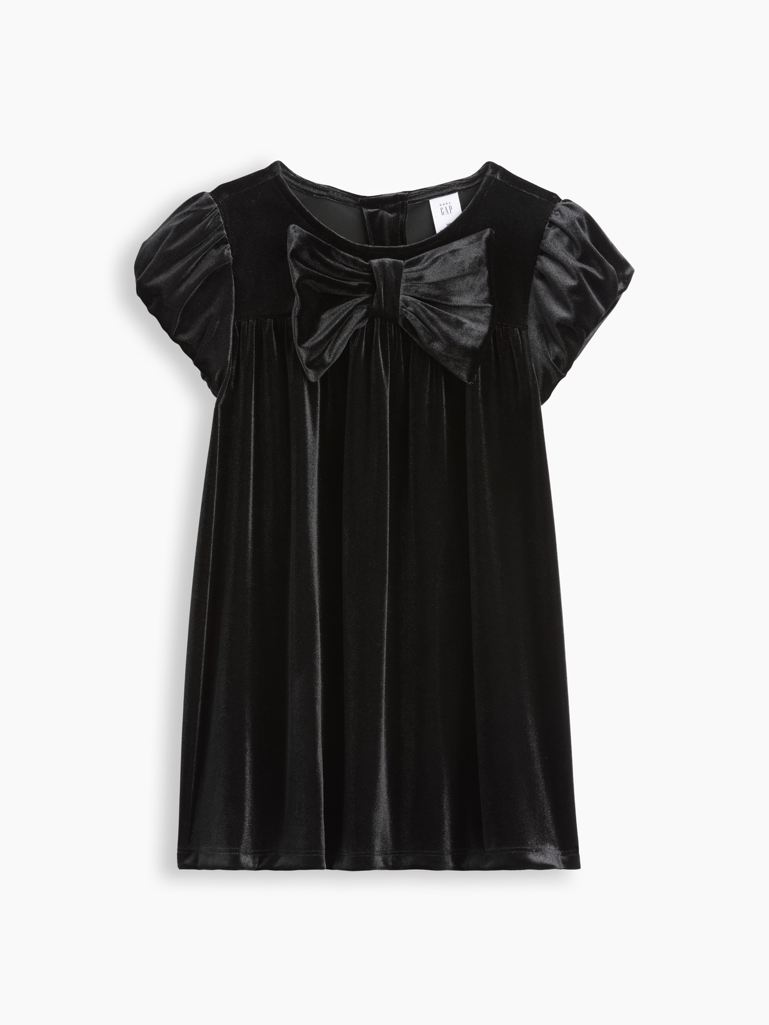 Платье Gap Velour Bow Dress для малышей, цвет: Чёрный — фото 2