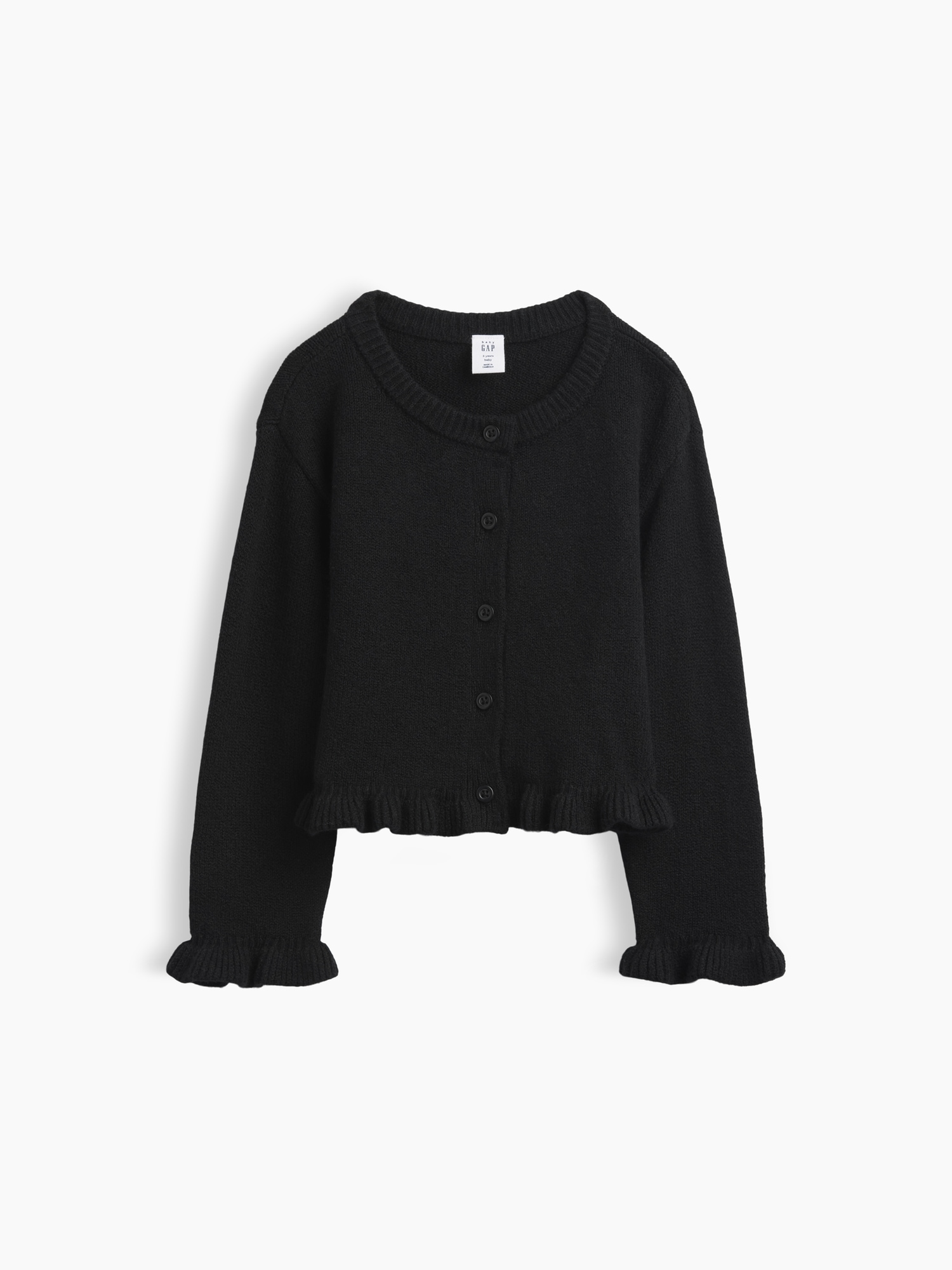 Кардиган Gap CashSoft Ruffle Cardigan Sweater для малышей, цвет: Чёрный — фото 2