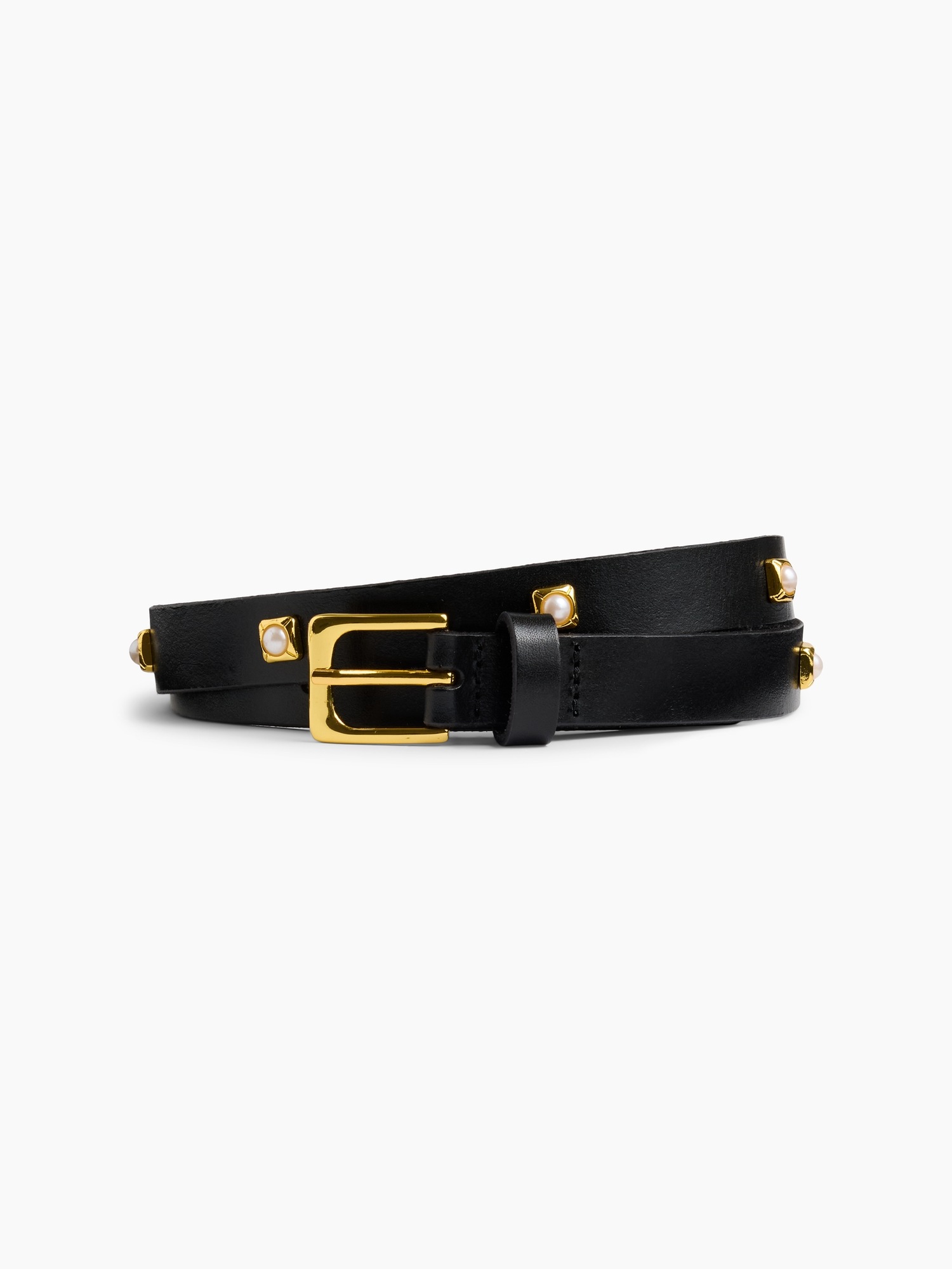 Женский ремень Gap Jeweled Leather Belt, цвет: Чёрный