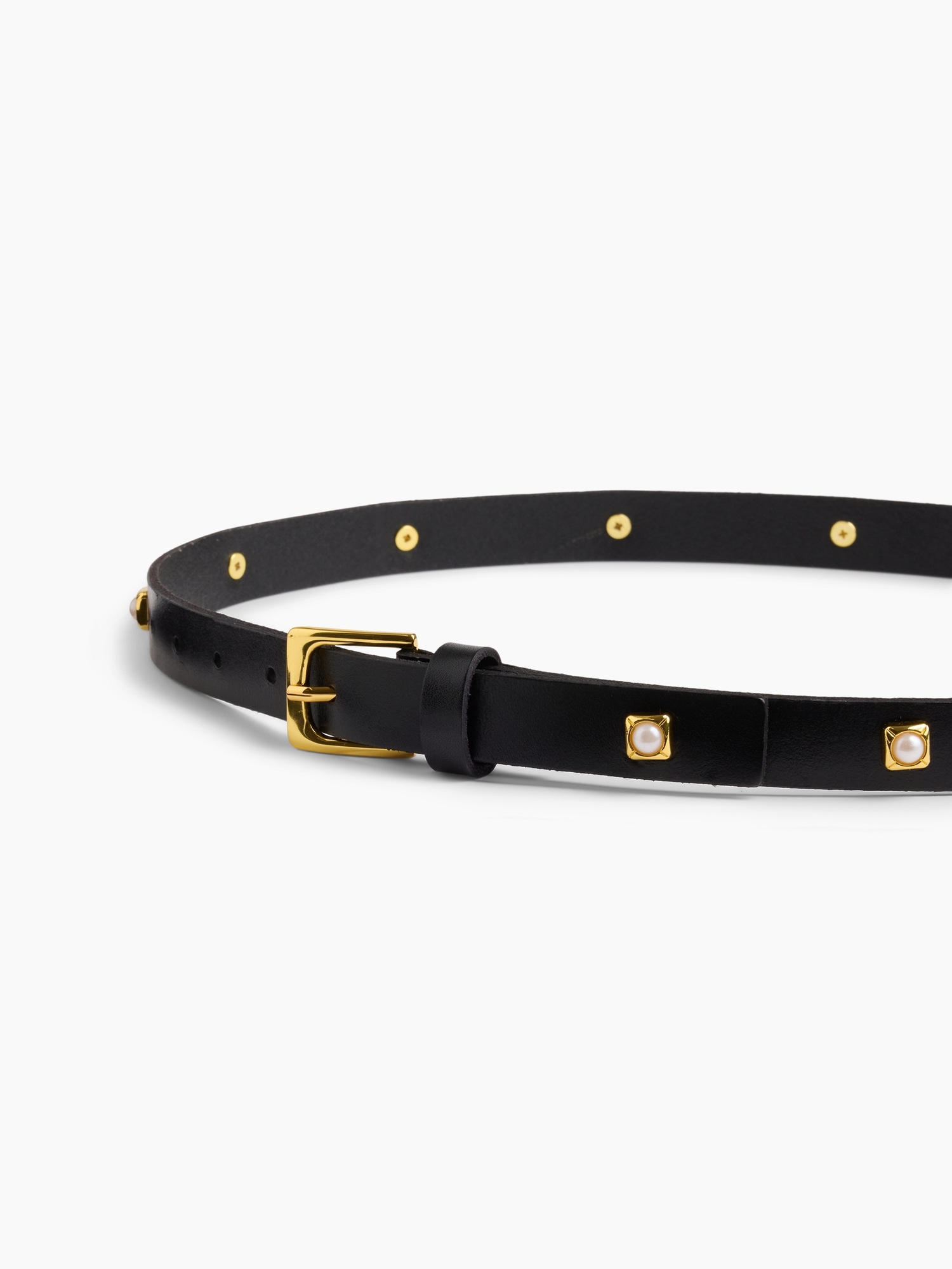 Женский ремень Gap Jeweled Leather Belt, цвет: Чёрный — фото 3