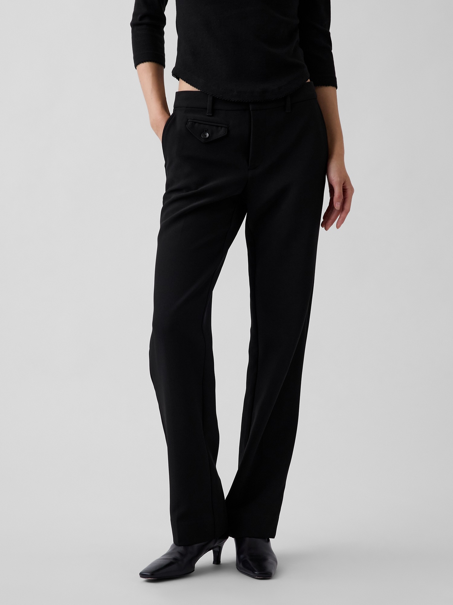 Женские брюки Gap Low Rise BiStretch, цвет: Чёрный — фото 2