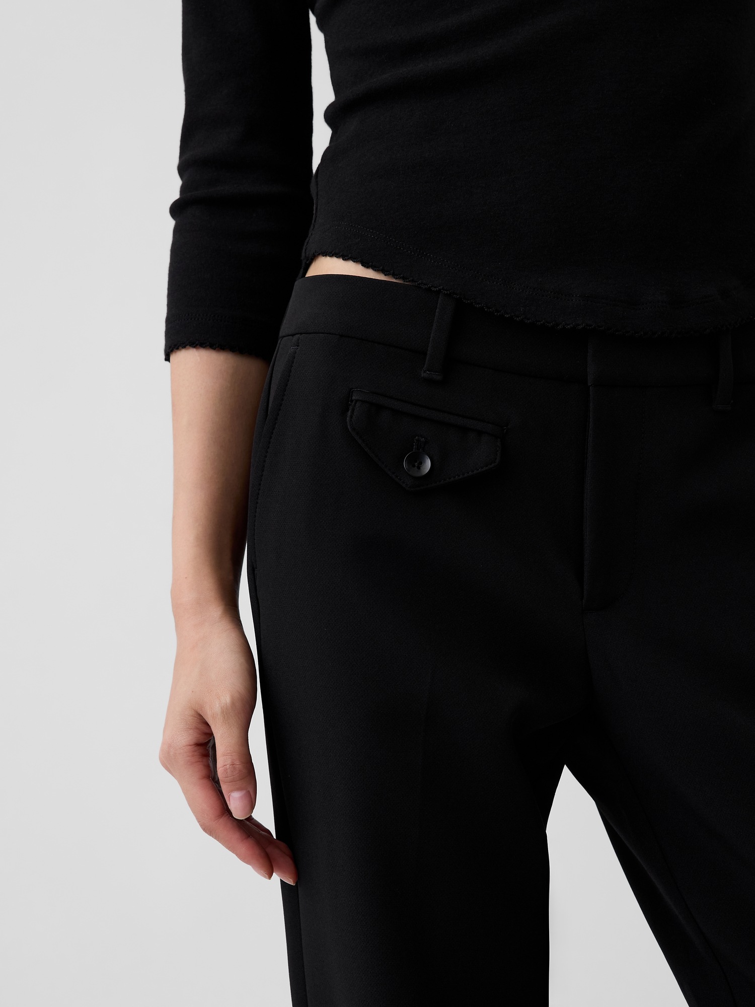 Женские брюки Gap Low Rise BiStretch, цвет: Чёрный — фото 5