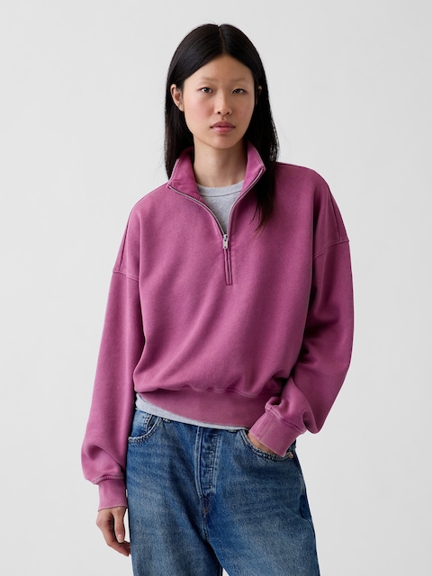 VintageSoft Oversized Half-Zip Wedge Pullover
