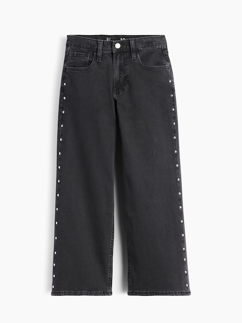 Kids Low Rise Stride Studded Wide-Leg Jeans