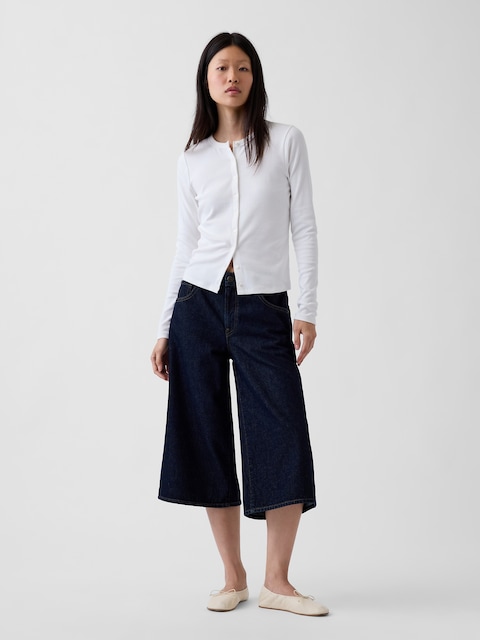 Mid Rise Culotte Jeans