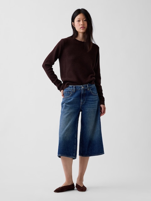 Mid Rise Culotte Jeans