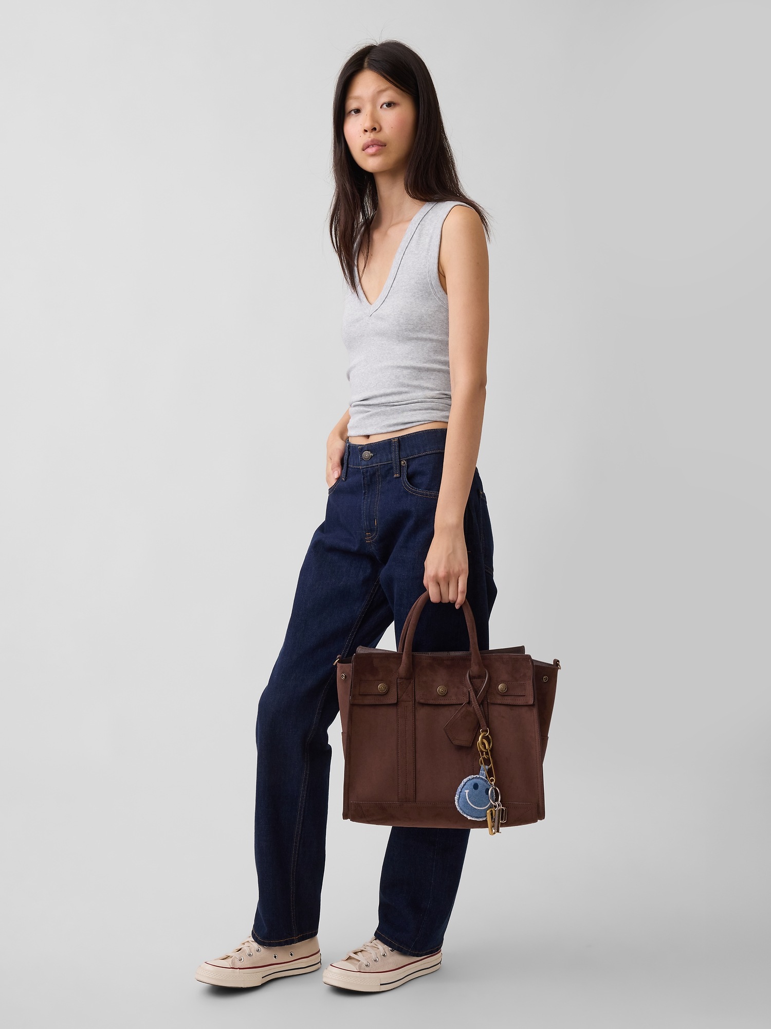 Женская сумка Gap Vegan Suede Five Pocket Tote, цвет: Коричневый, вариант 2 — фото 2