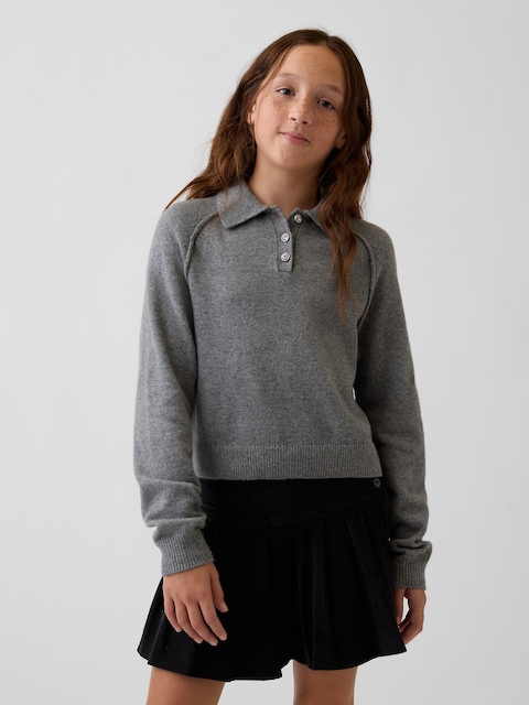 Kids CashSoft Polo Sweater