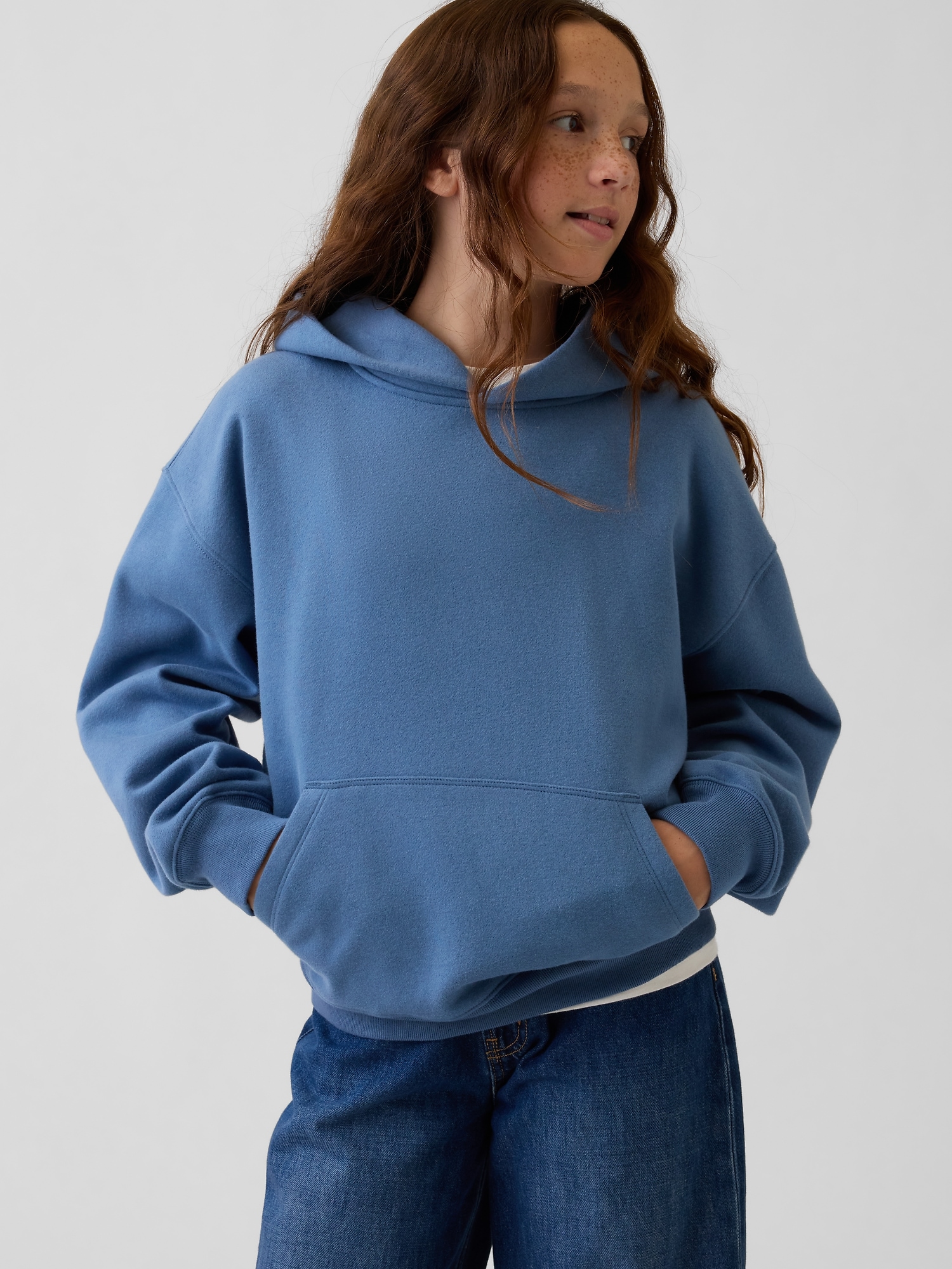 Детское худи Gap VintageSoft Relaxed, цвет: Синий — фото 2