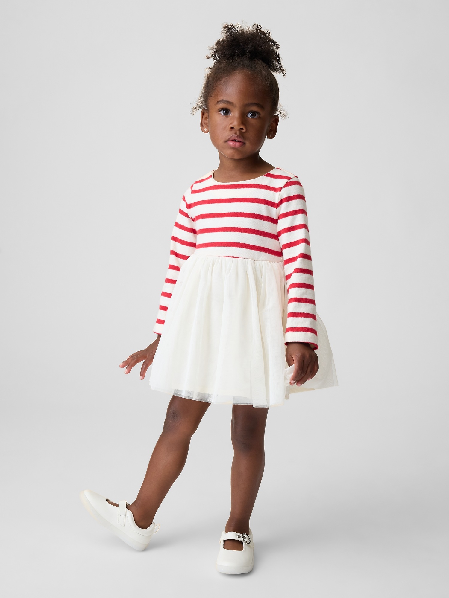 Платье Gap Mixed Media Tulle Dress для малышей, цвет: Слоновая кость морозный